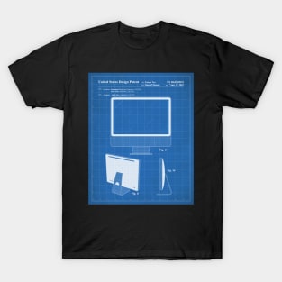 iMac Computer Patent - Apple Fan Tech Home Office Art - Blueprint T-Shirt